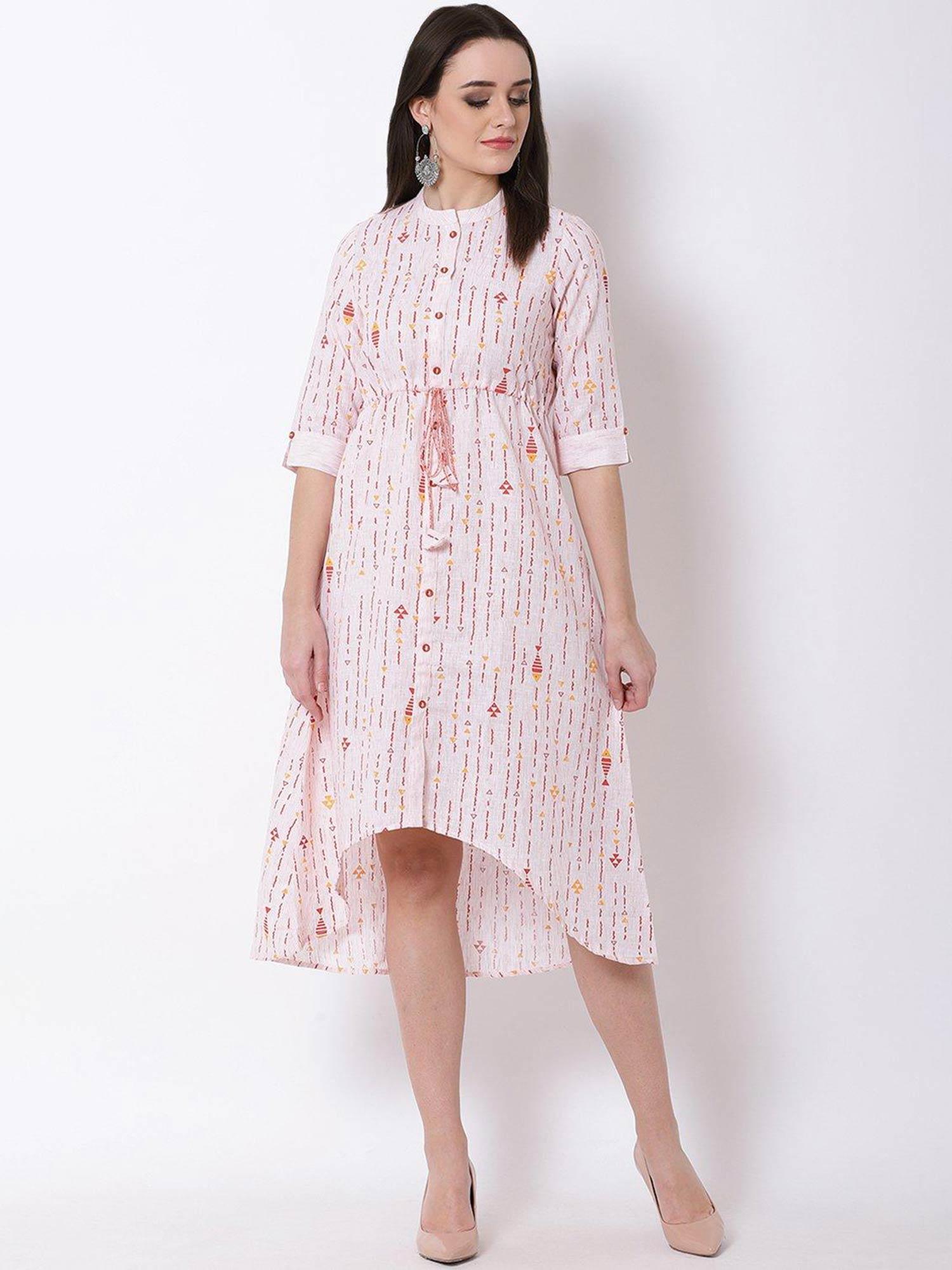 orange poly cotton a-line knee length knee length dress