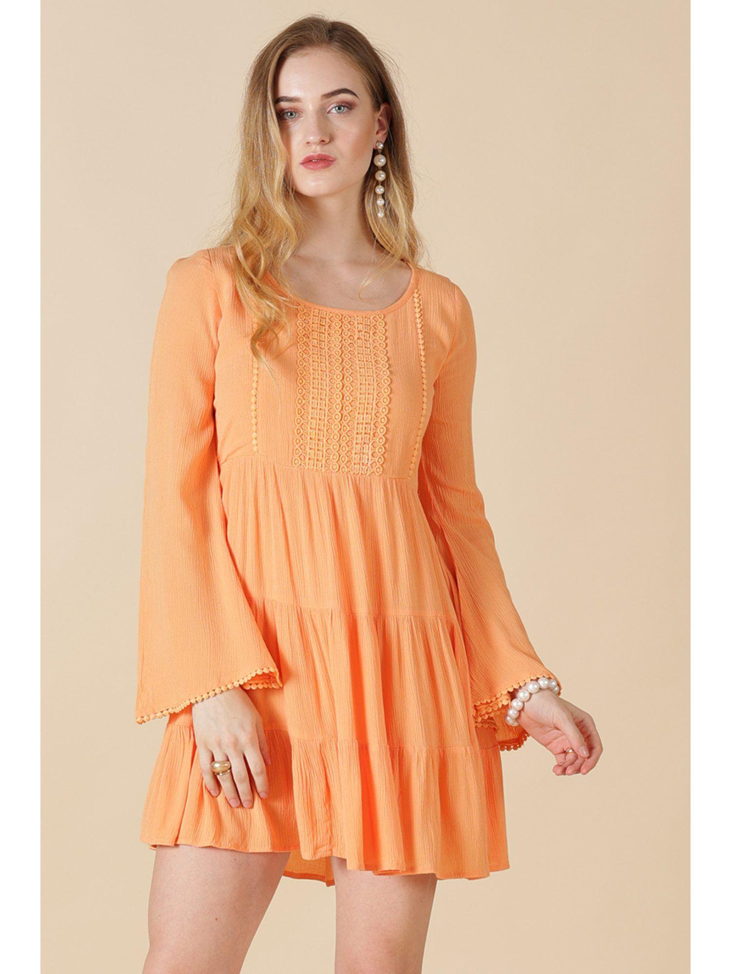 orange poly crepe dress