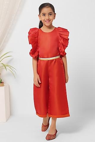 orange polyester jumpsuit for girls