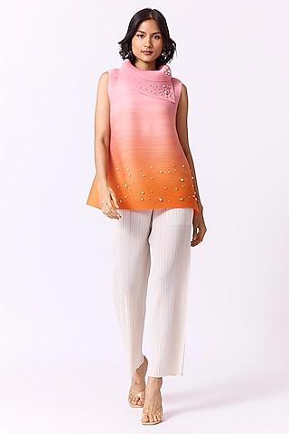 orange polyester ombre top