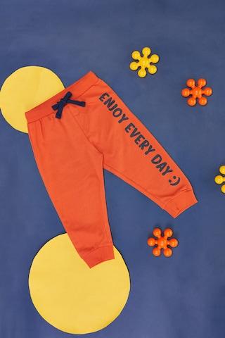 orange print full length  casual baby regular fit  track pants