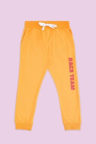 orange printed full length casual boys regular fit track pants