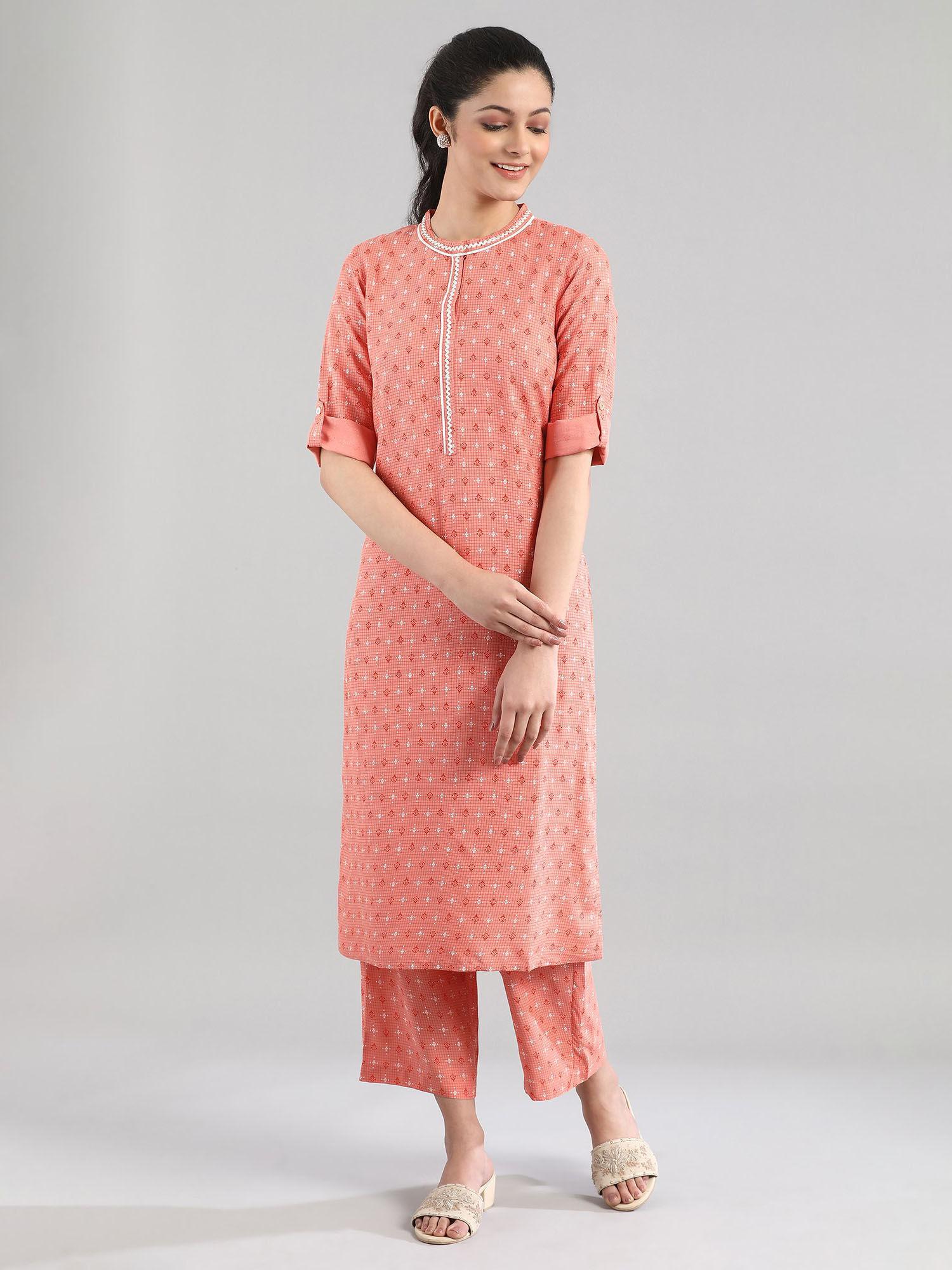 orange printed kurta