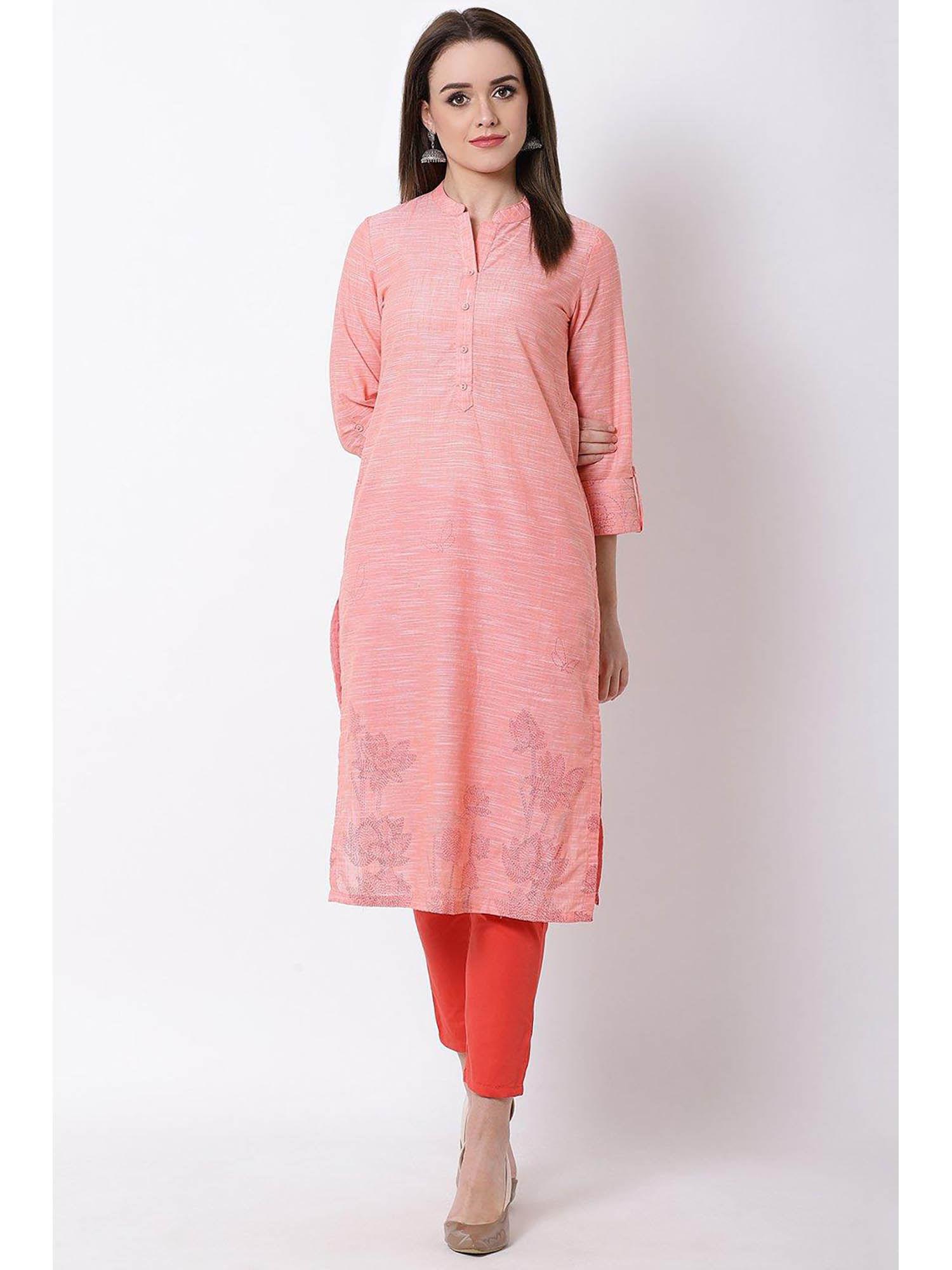 orange printed kurta