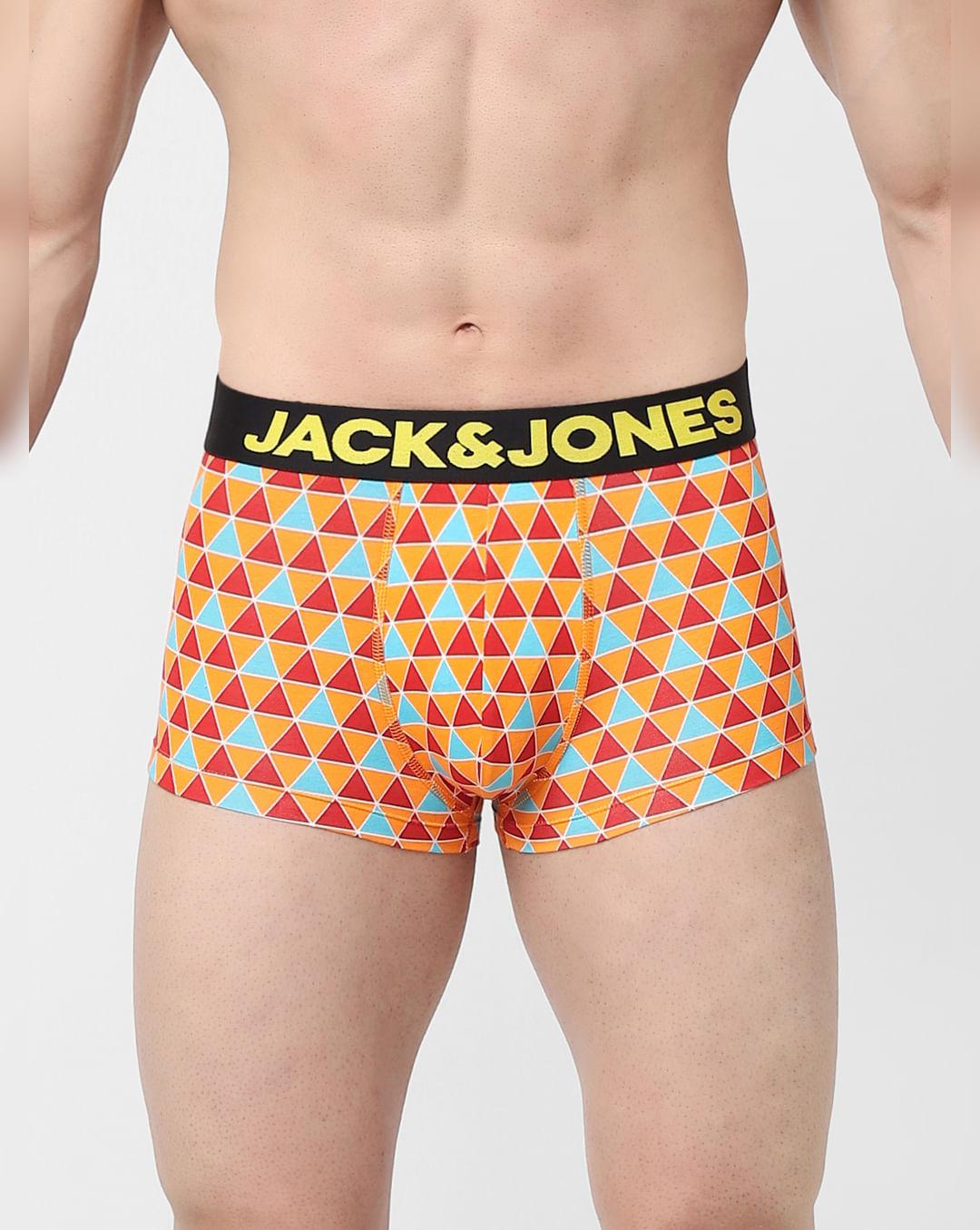 orange printed trunks