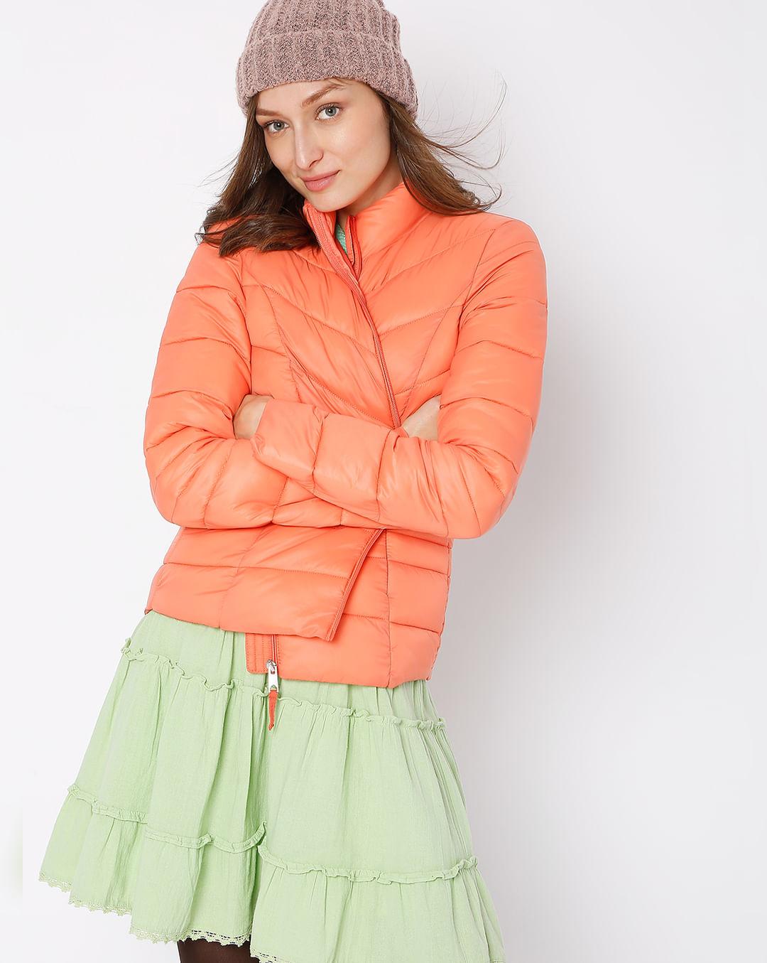 orange puffer jacket