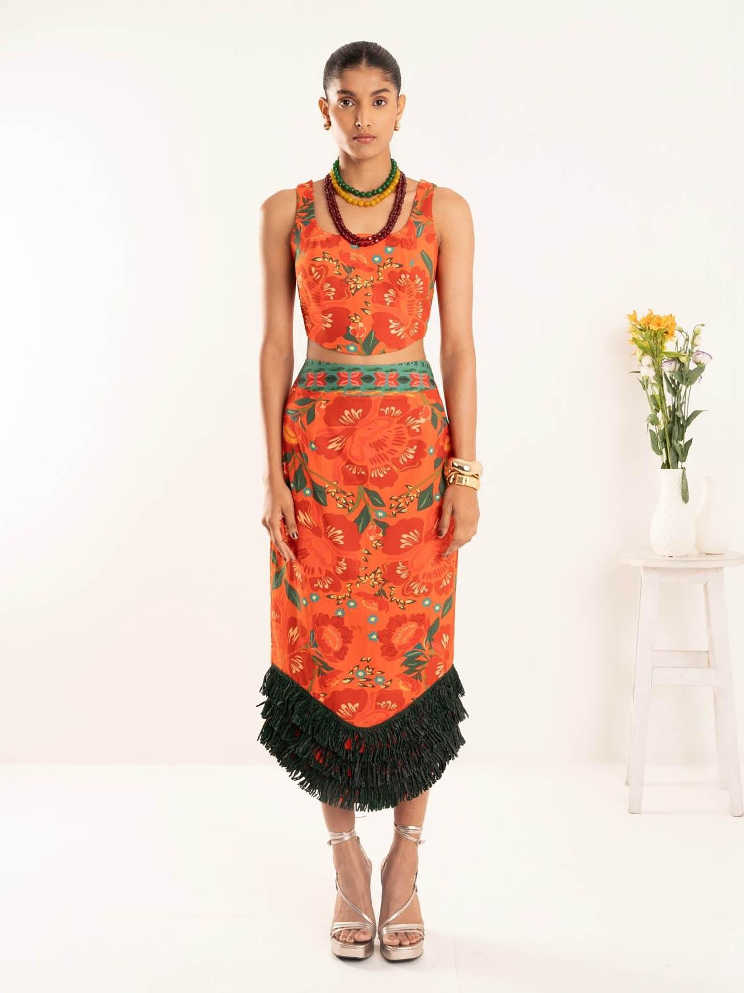 orange raffia co-ord (set of 2)