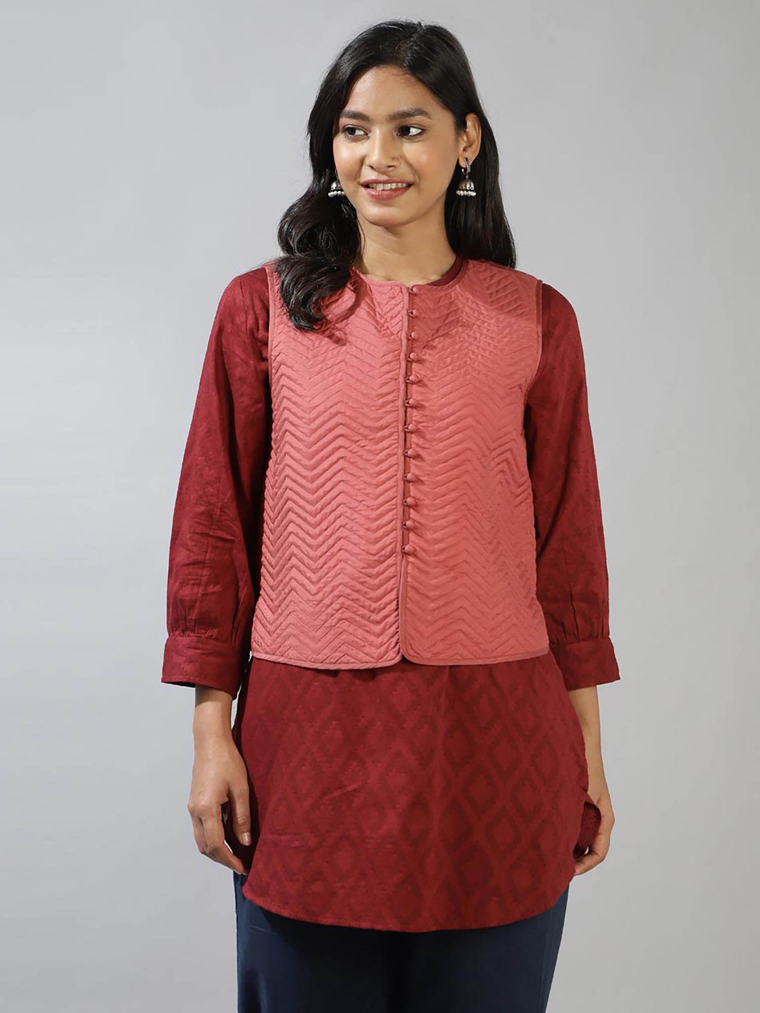 orange rayon blend kalamkari printed jacket