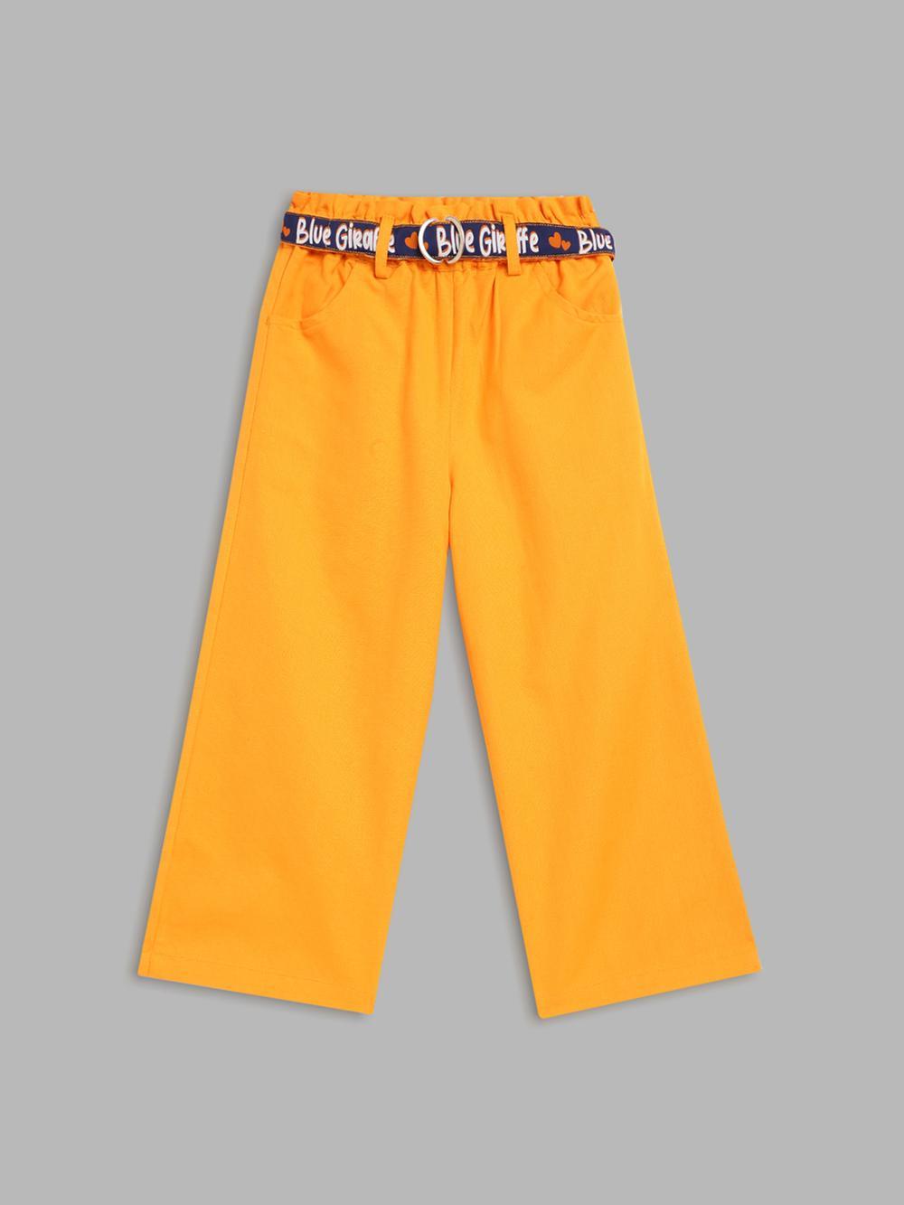 orange regular fit solid trouser