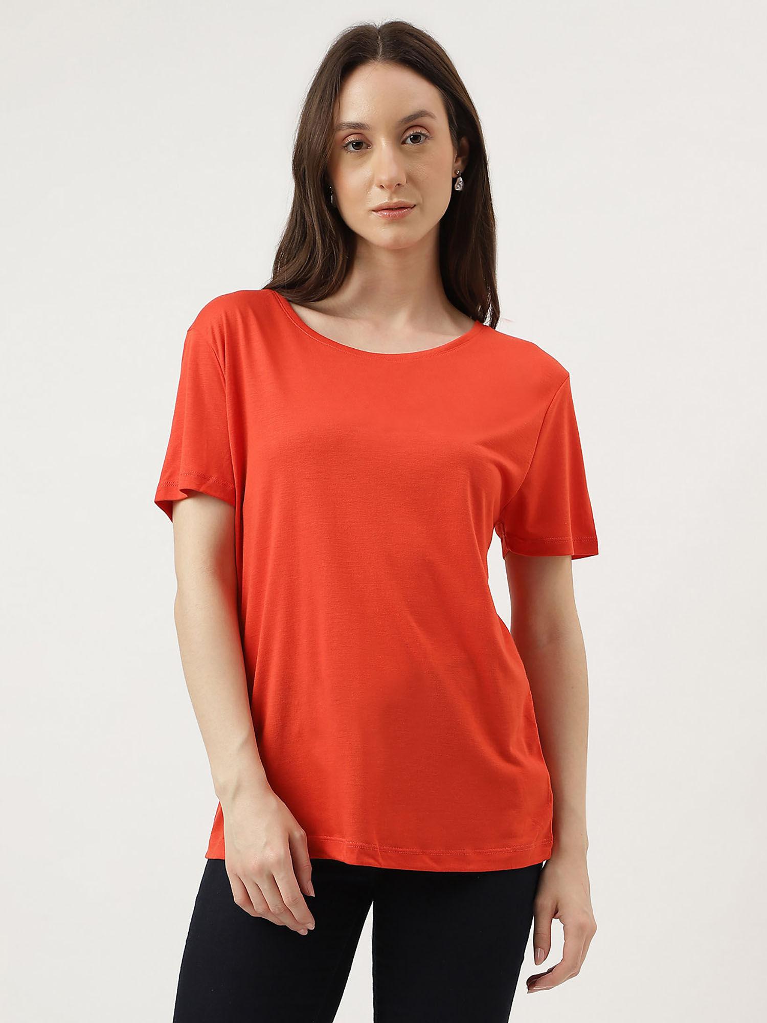 orange relaxed fit crew neck tee