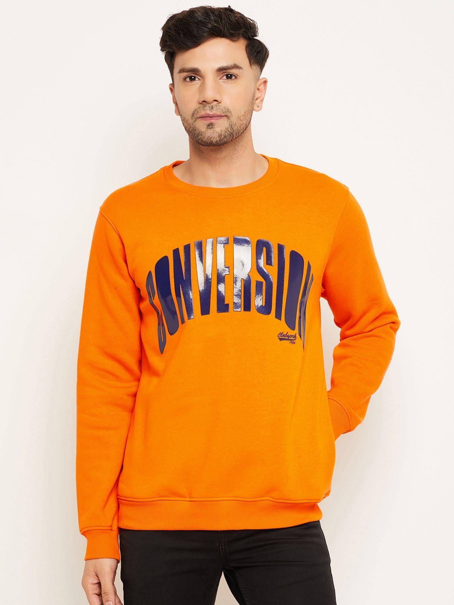 orange round neck sweatshirt