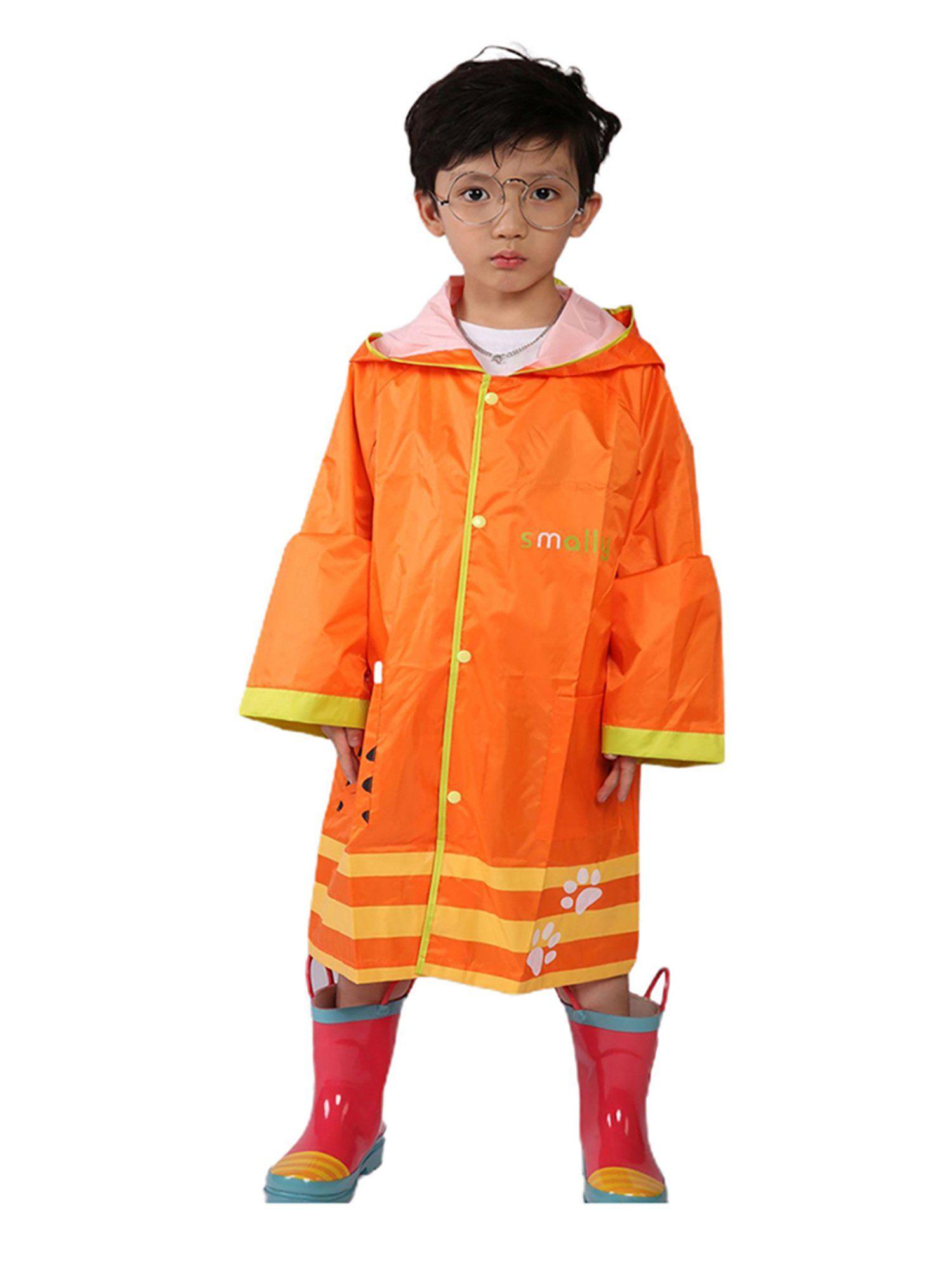 orange sheru knee length raincoat
