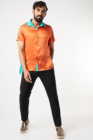 orange shirt with contrast collar