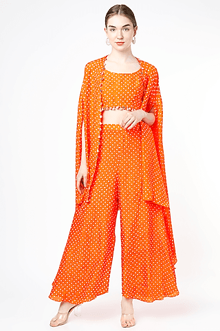 orange silk cape set