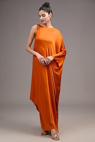 orange silk satin georgette tunic set