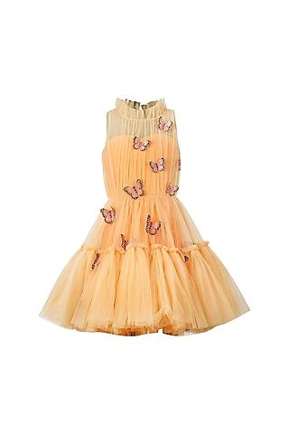 orange soft net dress for girls