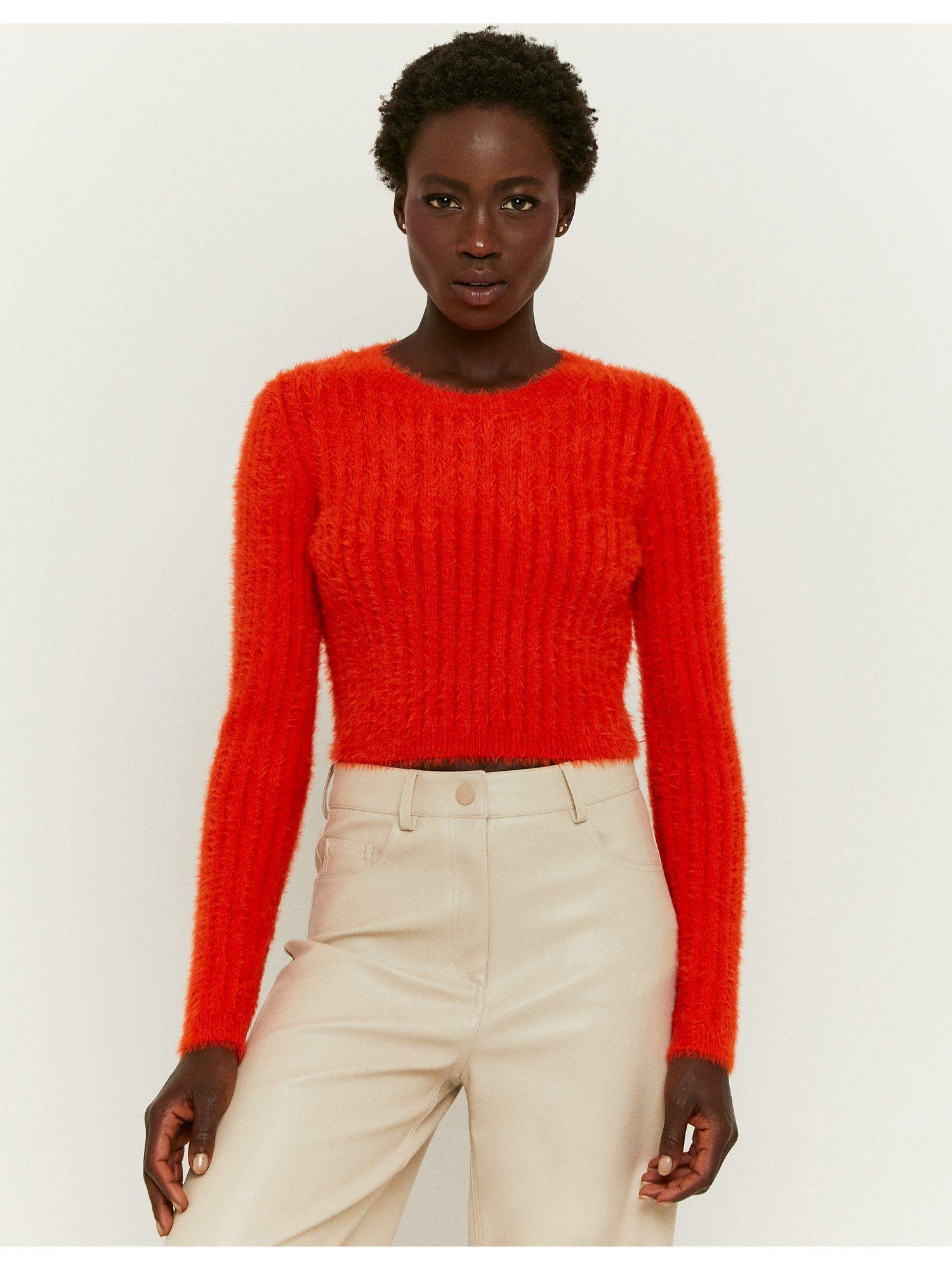 orange soft touch cropped basic sweater