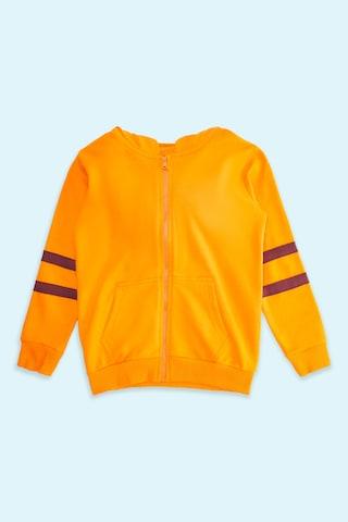 orange solid casual full sleeves regular hood boys regular fit sweatshirt