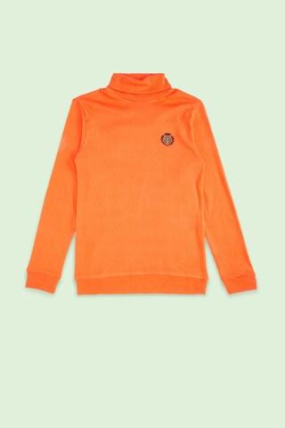 orange solid casual full sleeves turtle neck boys regular fit sweatshirt