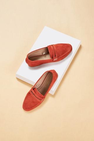 orange solid casual women loafers