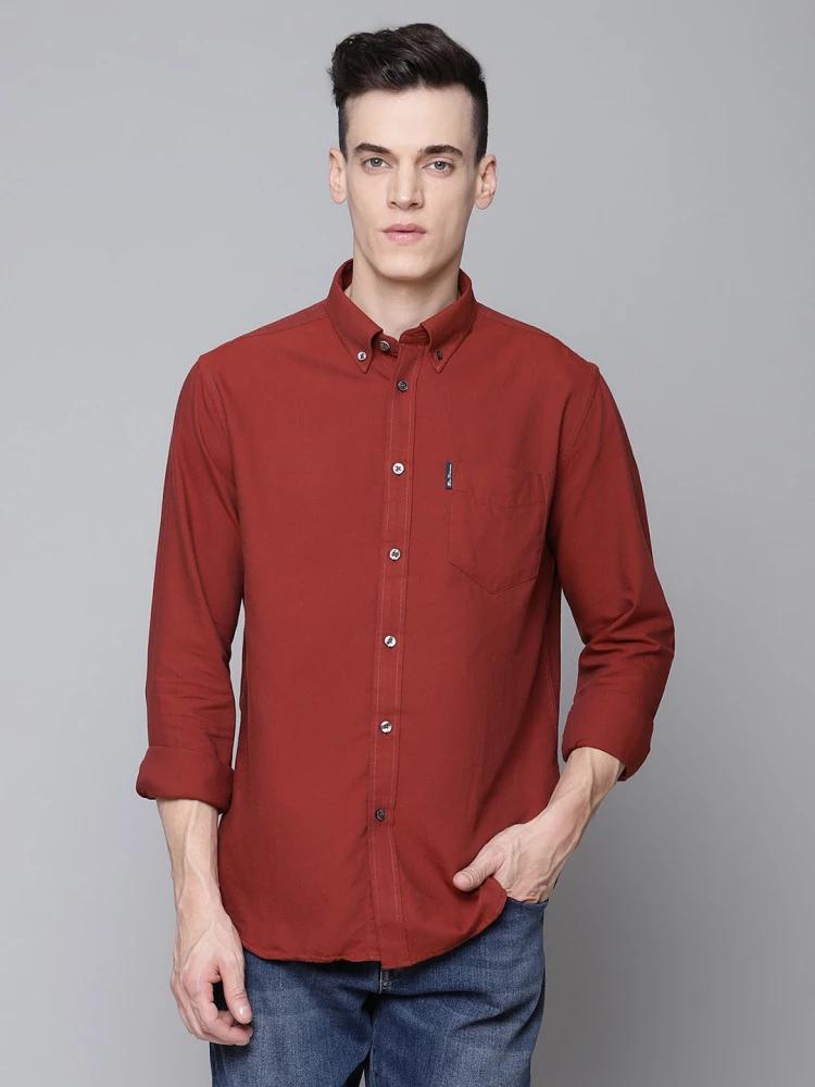 orange solid collar shirt