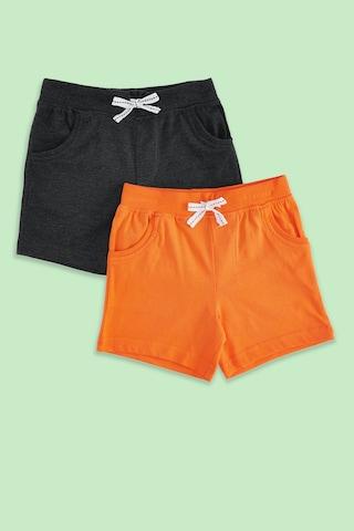 orange solid knee length casual baby regular fit shorts