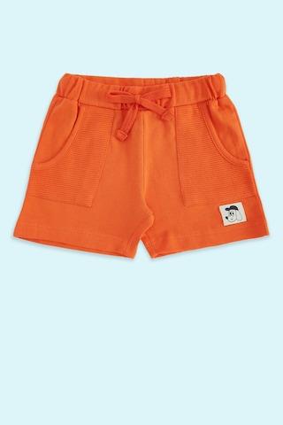 orange solid knee length casual baby regular fit shorts