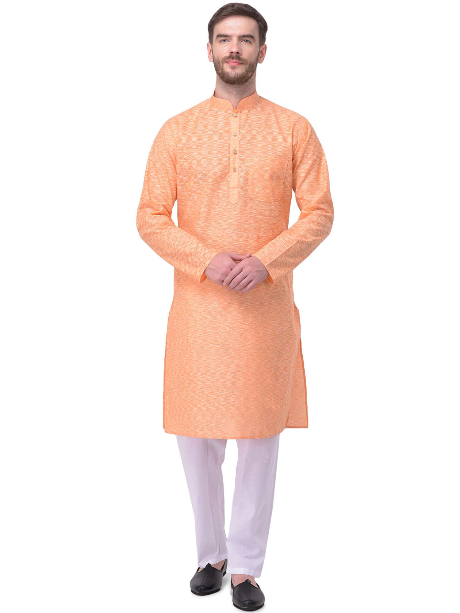 orange solid kurta (set of 2)