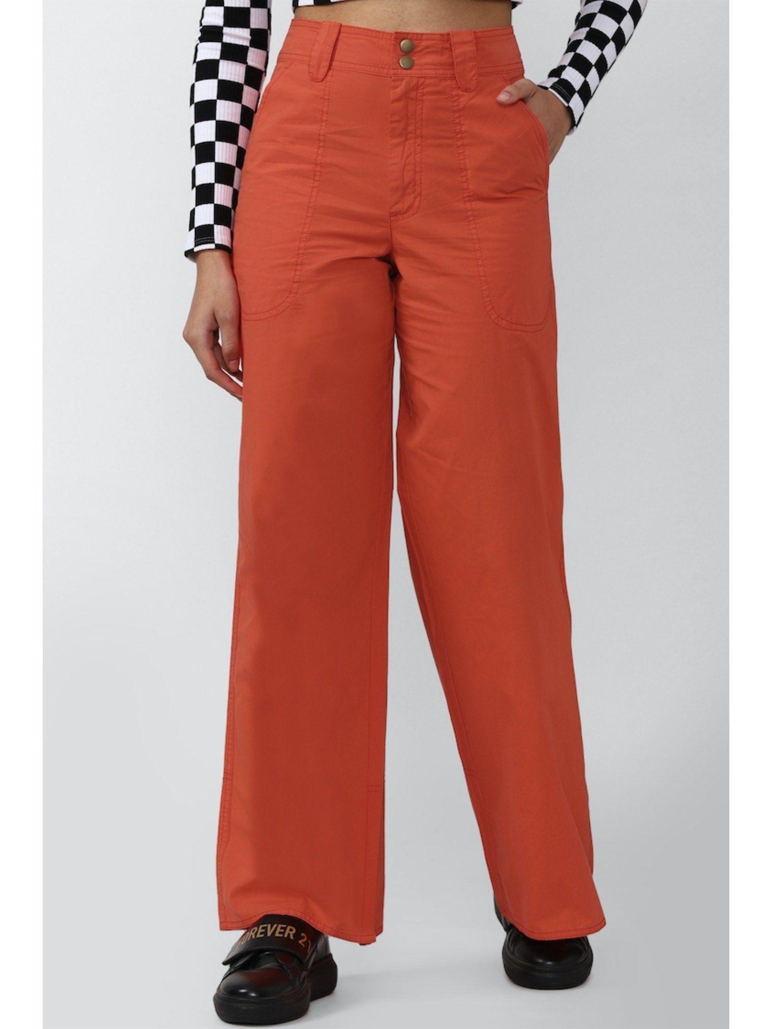 orange solid pants