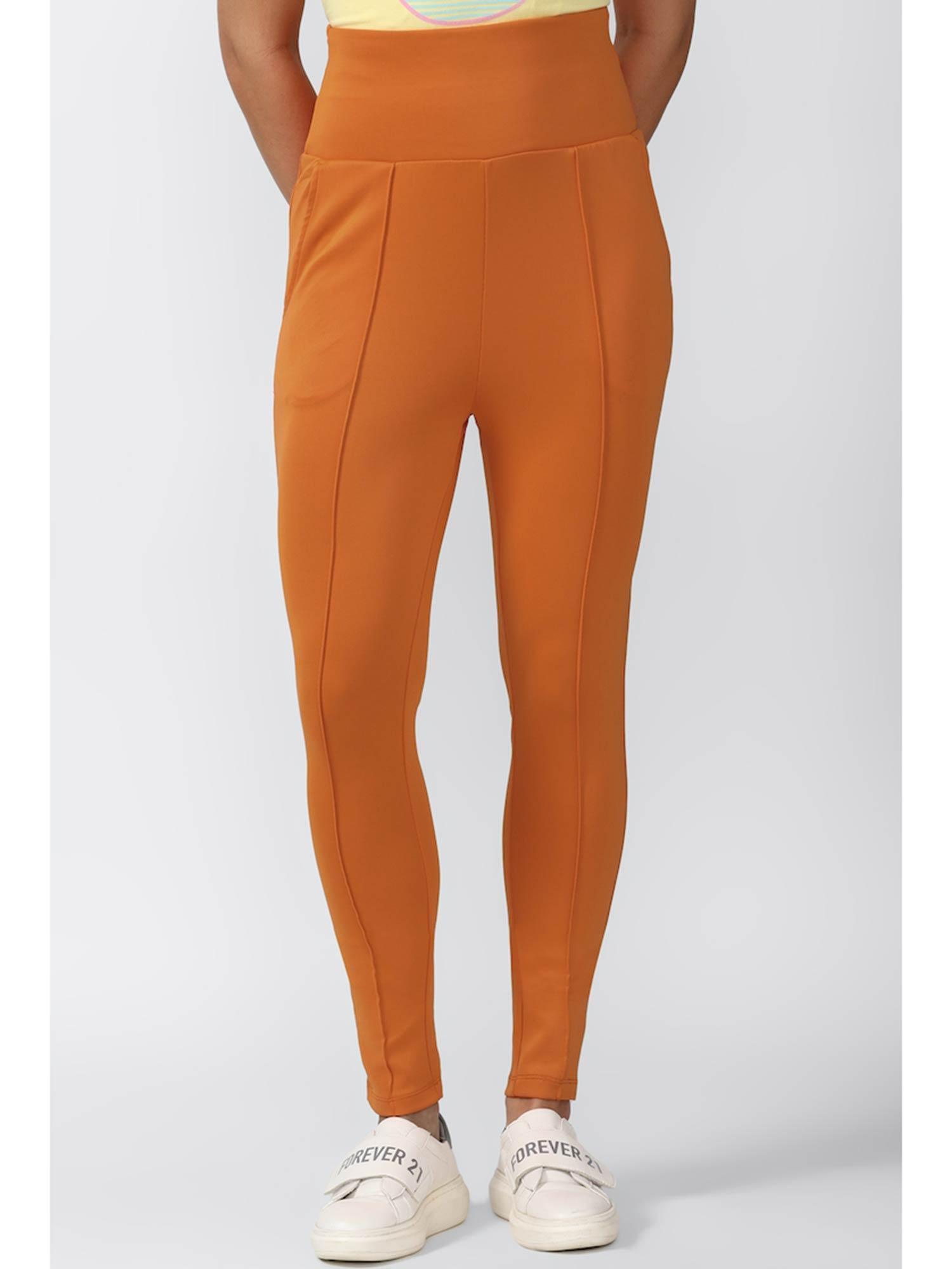 orange solid pants