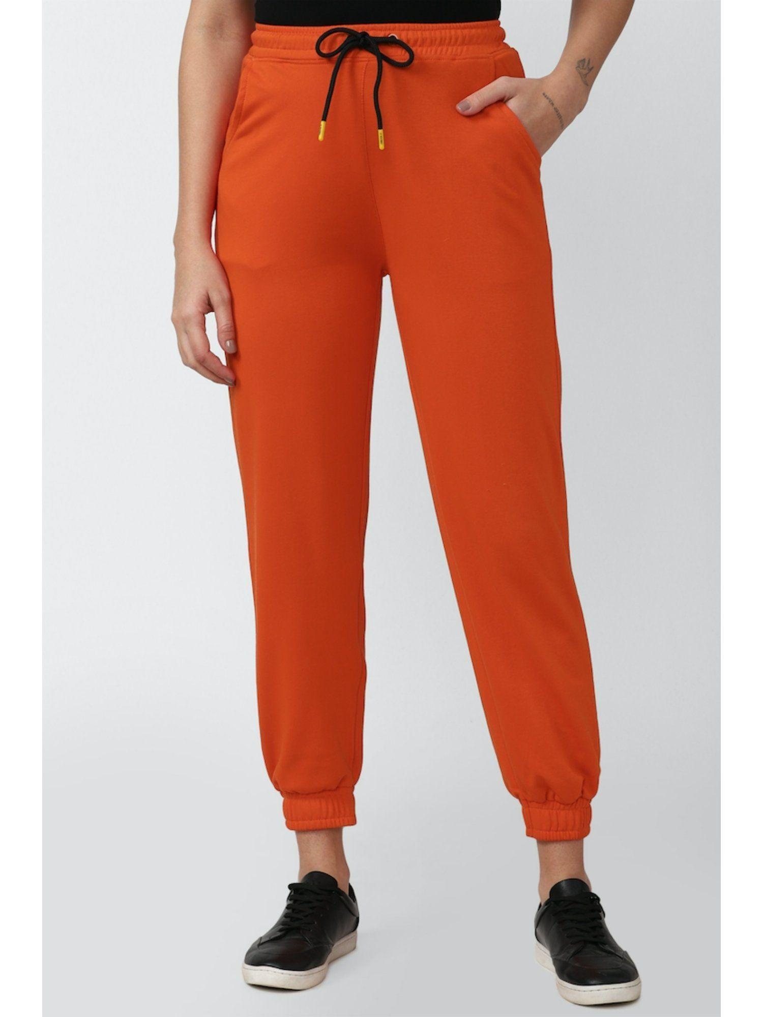 orange solid pants