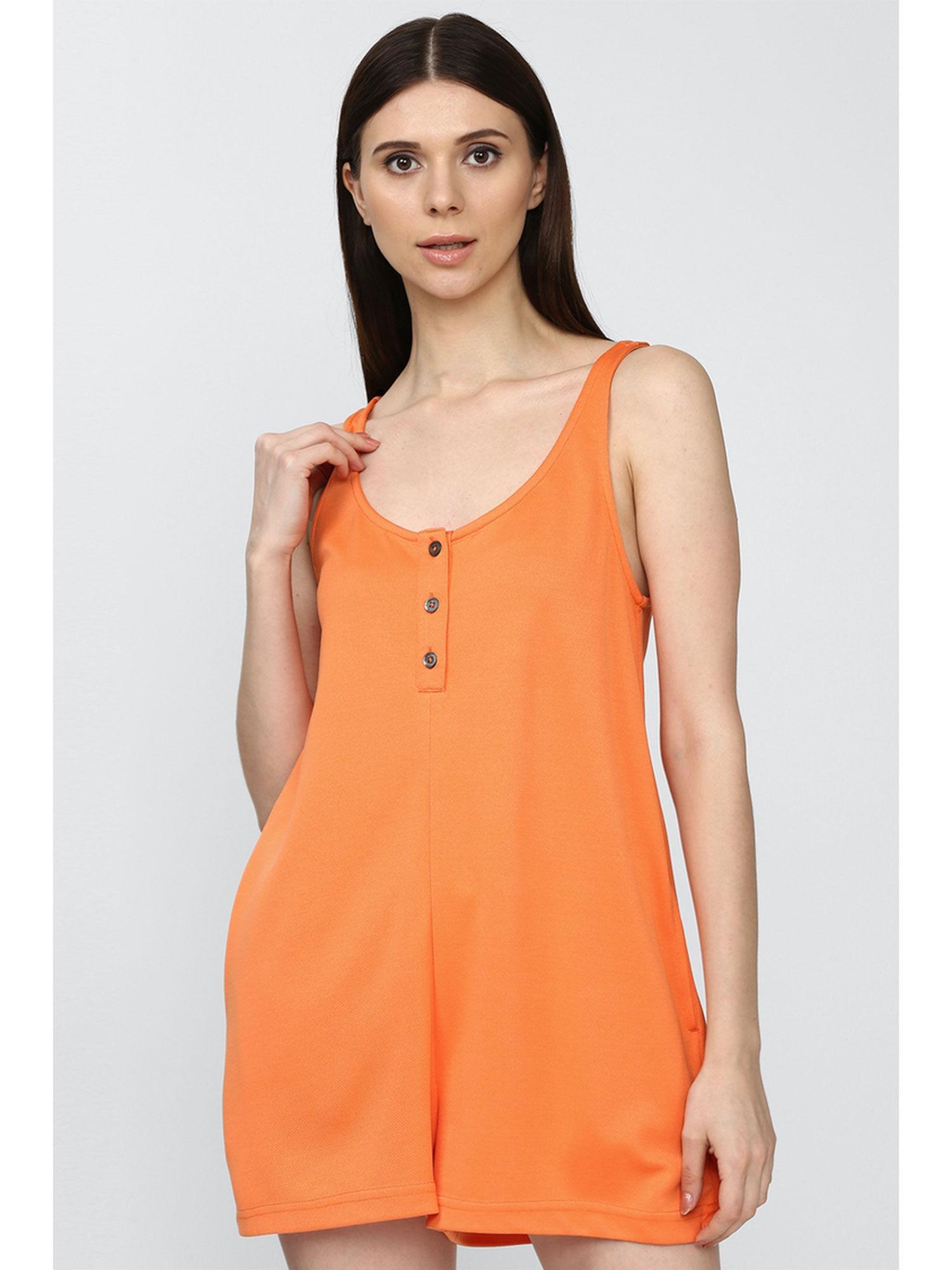 orange solid short -playsuit