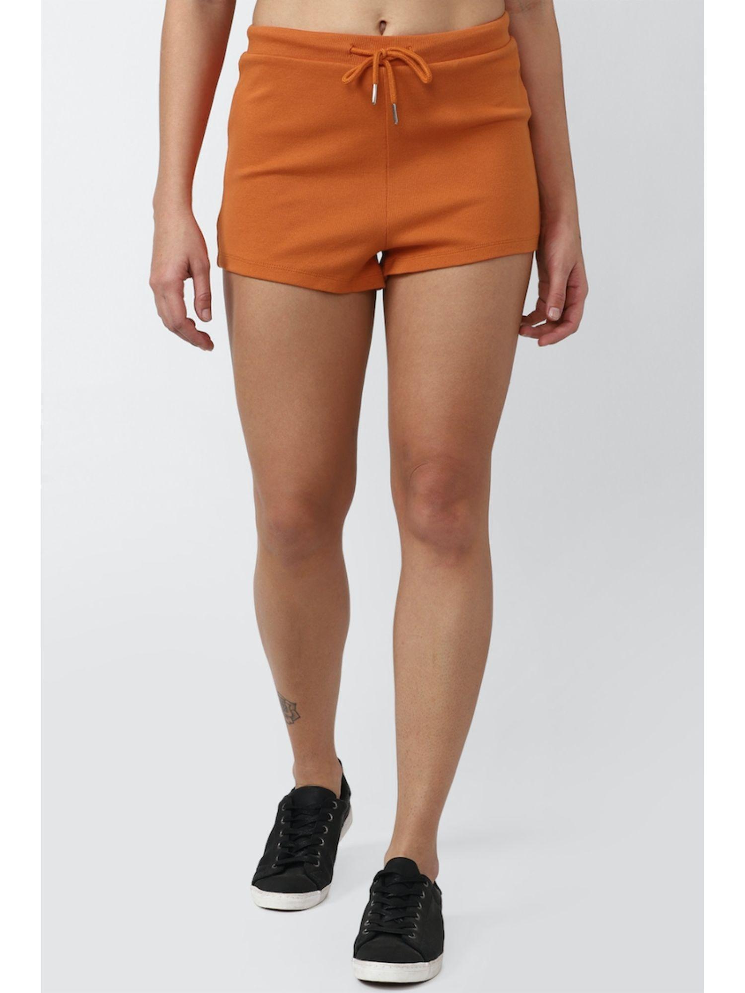 orange solid shorts