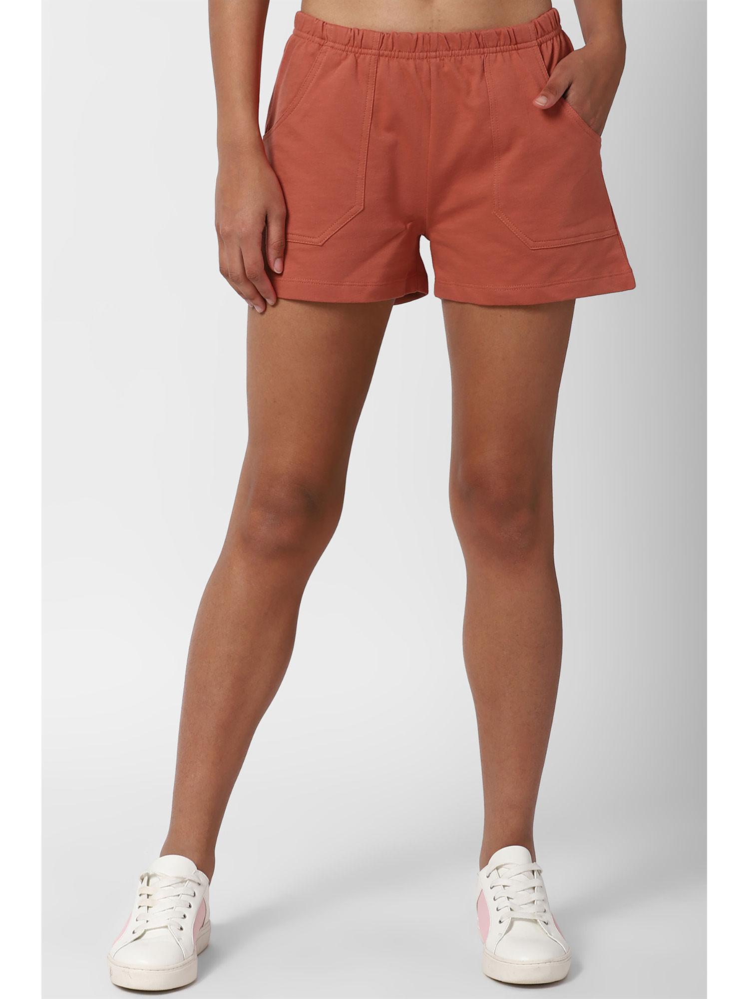 orange solid shorts