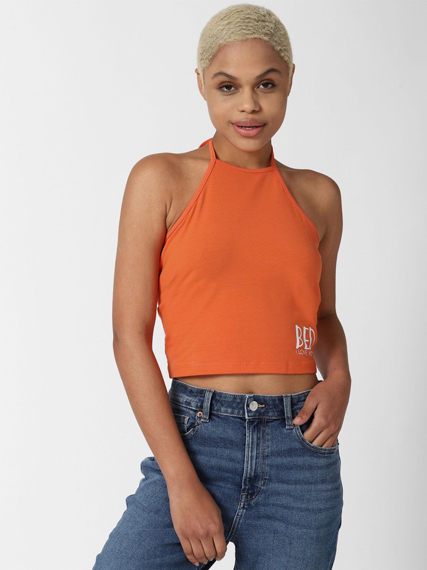 orange solid tops