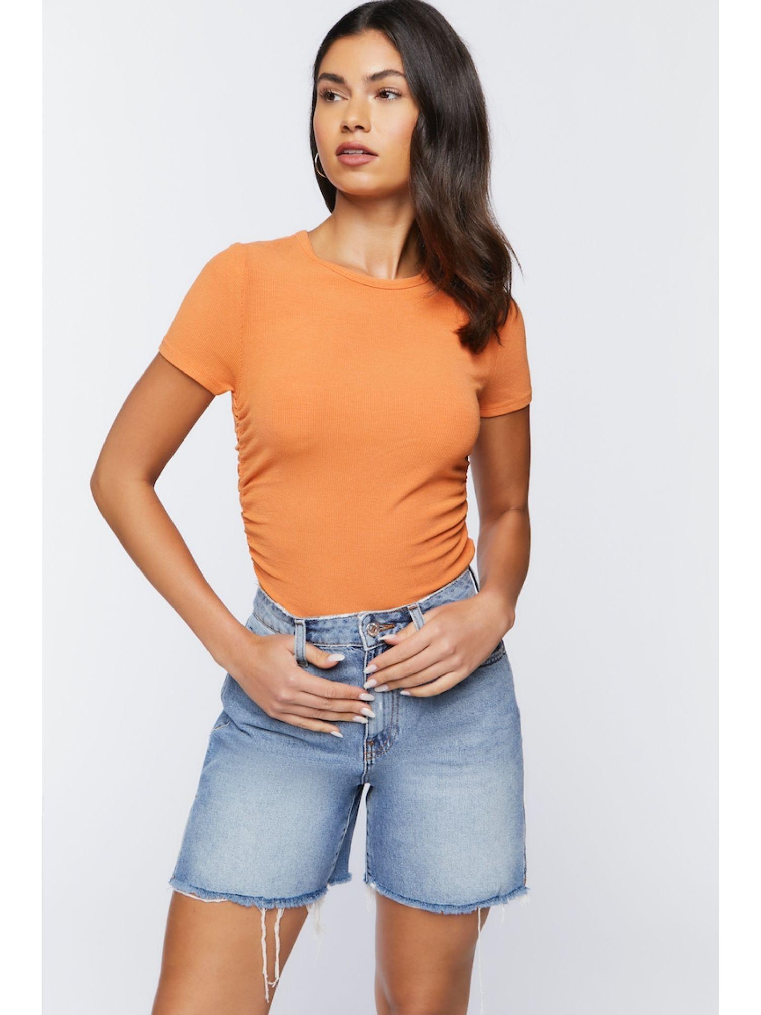 orange solid tops