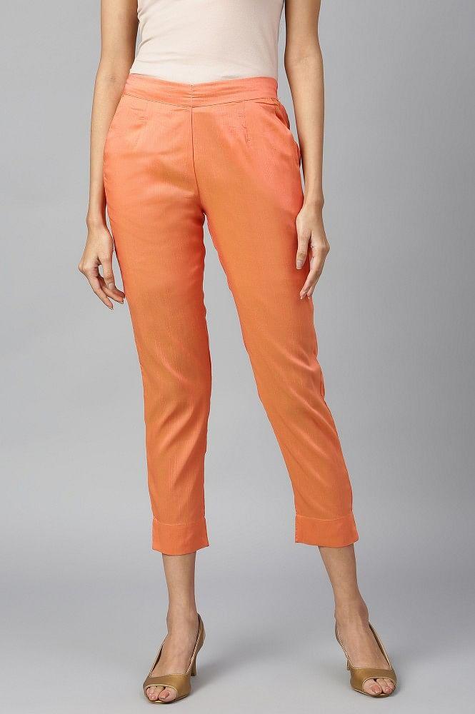 orange solid trousers