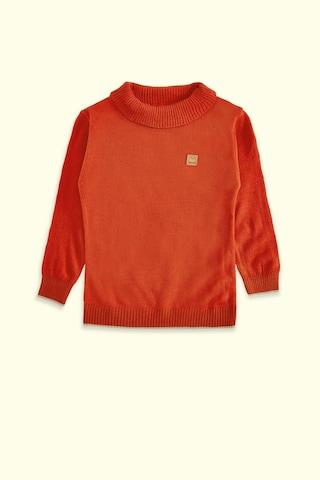 orange solid winter wear full sleeves turtle neck baby regular fit sweater