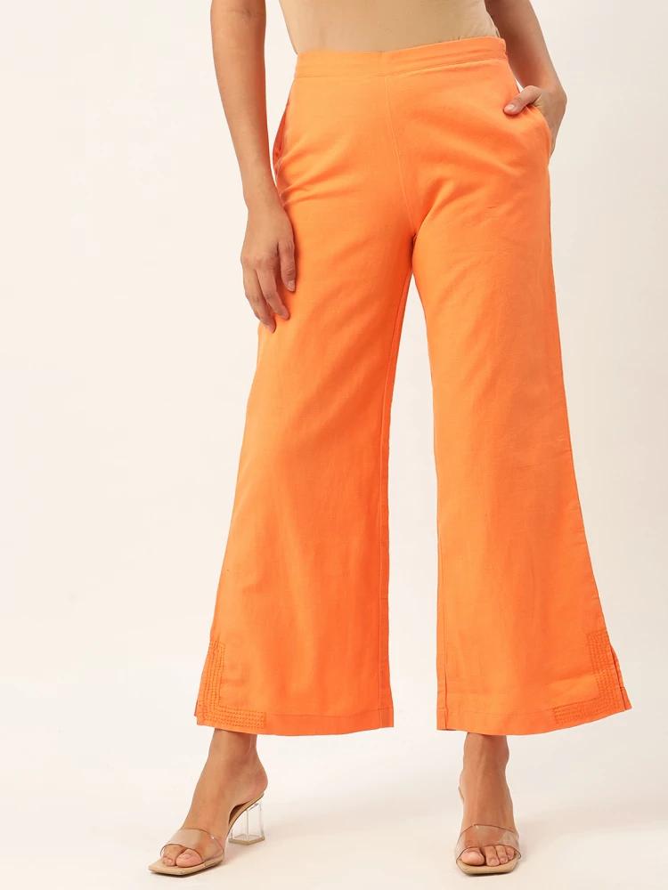 orange straight fit trouser