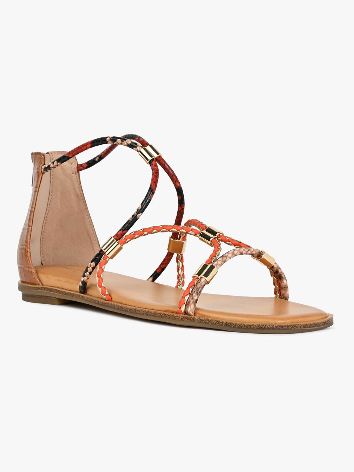 orange strappy flats