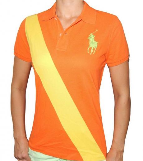 orange stripe big pony polo