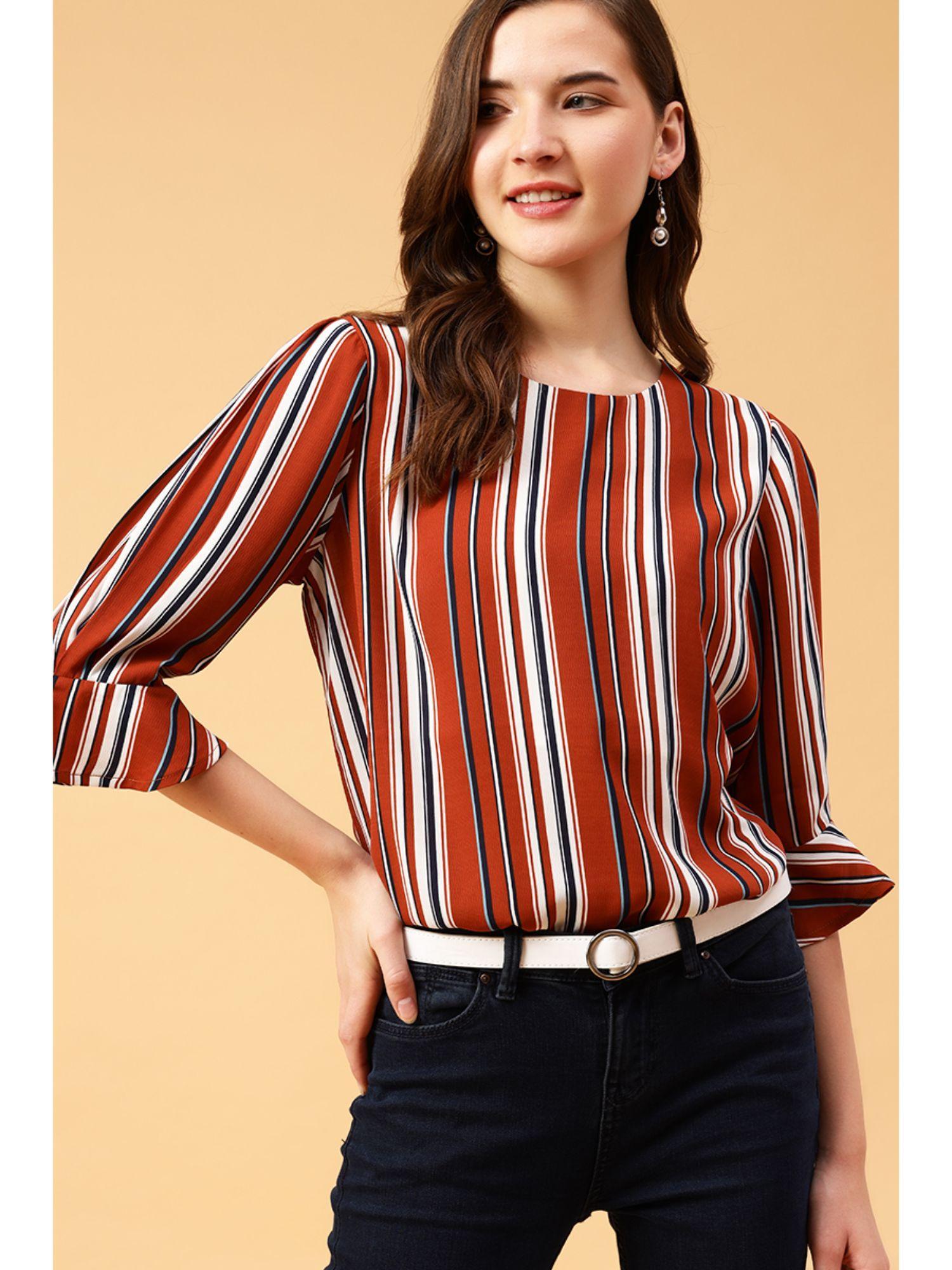 orange stripes top