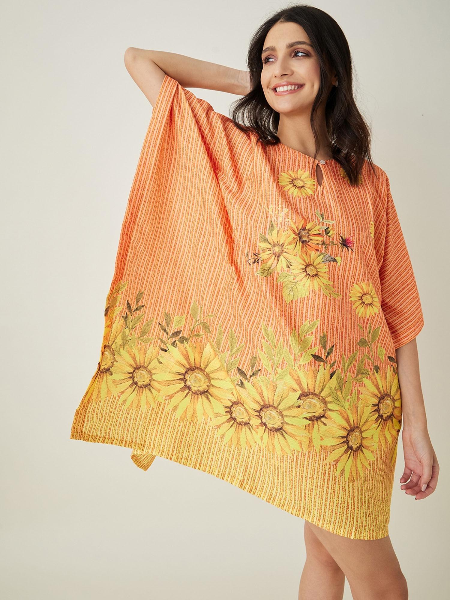 orange sunflower bliss resortwear dress