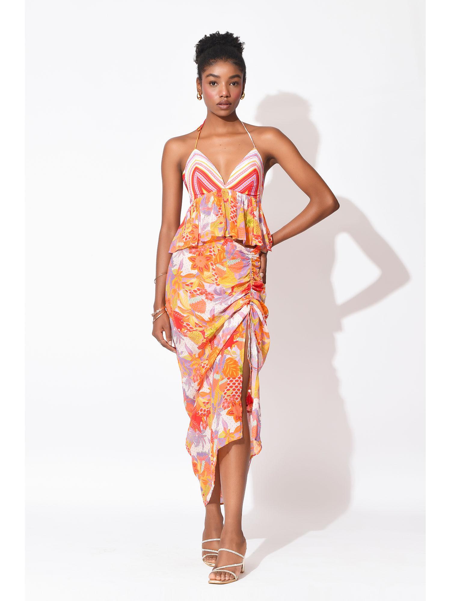 orange sway symphony top with skirt (set of 2)