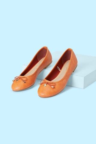 orange textured casual women ballerinas