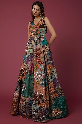 orange trencadis printed gown