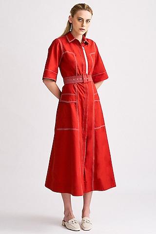 orange utility shirt dress