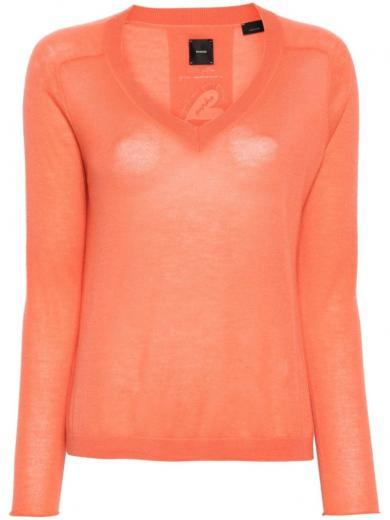 orange v-neck sweater