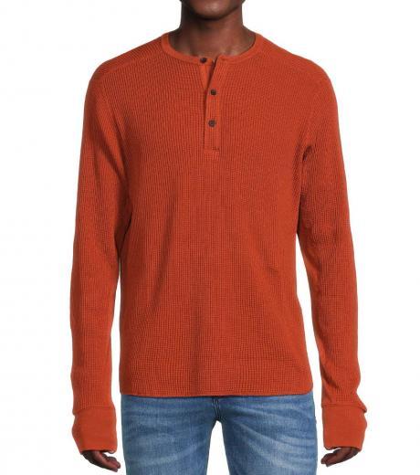 orange waffle knit henley t-shirt
