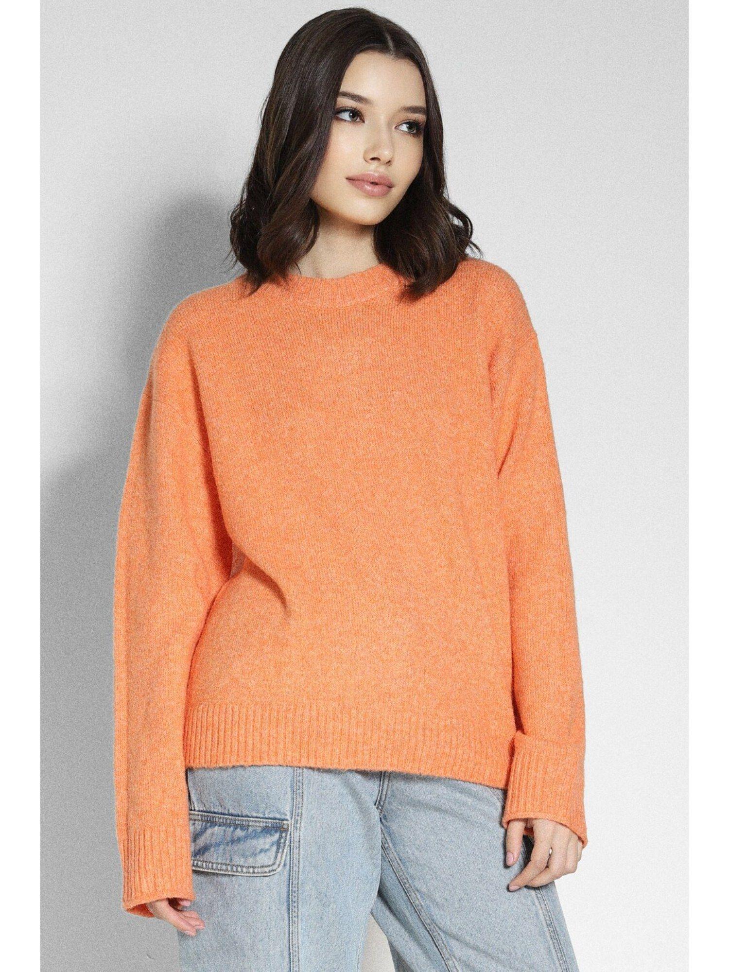 orange whoa so soft crew neck sweater